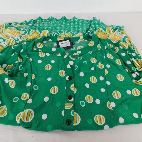 R&B Collections Women Green Yellow Tunic Blouse Shirt Top Plus Size 1X New Tags - Picture 9 of 12